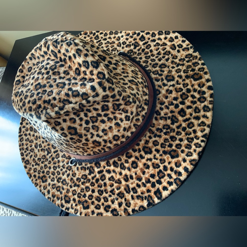 Leopard Print Wide Brim Fedora Hat - Picture 2 of 6